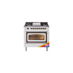 ILVE UN36FNMPRABLP Nostalgie II Noblesse 36 inch Dual Fuel Range (Liquid Propane, Triple Glass Door, RAL, Burnished)