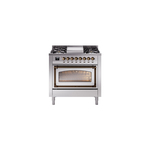 ILVE UN36FNMPSSB Nostalgie II Noblesse 36 inch Dual Fuel Range (Natural Gas, Triple Glass Door, Stainless Steel, Burnished)