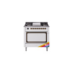 ILVE UN36FQNMPRABLP Nostalgie II Noblesse 36 inch Dual Fuel Range (Liquid Propane, Solid Door, RAL, Burnished)