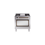 ILVE UN36FQNMPSSB Nostalgie II Noblesse 36 inch Dual Fuel Range (Natural Gas, Solid Door, Stainless Steel, Burnished)