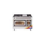 ILVE UN48FNMPRABLP Nostalgie II Noblesse 48 inch Dual Fuel Range  (8 Sealed Burners + Griddle, Liquid Propane, Triple Glass Door, RAL, Burnished)