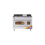 ILVE UN48FNMPRACLP Nostalgie II Noblesse 48 inch Dual Fuel Range  (8 Sealed Burners + Griddle, Liquid Propane, Triple Glass Door, RAL, Chrome)