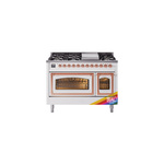 ILVE UN48FNMPRAPLP Nostalgie II Noblesse 48 inch Dual Fuel Range  (8 Sealed Burners + Griddle, Liquid Propane, Triple Glass Door, RAL, Copper)