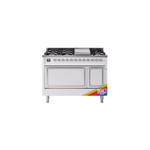 ILVE UN48FQNMPRACLP Nostalgie II Noblesse 48 inch Dual Fuel Range  (8 Sealed Burners + Griddle, Liquid Propane, Solid Door, RAL, Chrome)