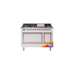 ILVE UN48FQNMPRAPLP Nostalgie II Noblesse 48 inch Dual Fuel Range  (8 Sealed Burners + Griddle, Liquid Propane, Solid Door, RAL, Copper)