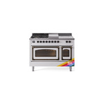 ILVE UN48FSNMPRABLP Nostalgie II Noblesse 48 inch Dual Fuel Range  (5 Sealed Burners + Griddle + French Top, Liquid Propane, Triple Glass Door, RAL, Burnished)