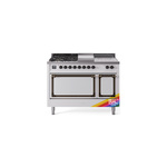 ILVE UN48FSQNMPRABLP Nostalgie II Noblesse 48 inch Dual Fuel Range  (5 Sealed Burners + Griddle + French Top, Liquid Propane, Solid Door, RAL, Burnished)