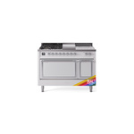 ILVE UN48FSQNMPRACLP Nostalgie II Noblesse 48 inch Dual Fuel Range  (5 Sealed Burners + Griddle + French Top, Liquid Propane, Solid Door, RAL, Chrome)