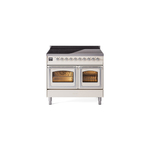 ILVE UNDI406NMPAWC Nostalgie II Noblesse 40" Induction Range  (Triple Glass Door, Antique White, Chrome)