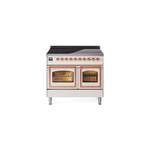 ILVE UNDI406NMPAWP Nostalgie II Noblesse 40" Induction Range  (Triple Glass Door, Antique White, Copper)