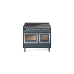 ILVE UNDI406NMPBGC Nostalgie II Noblesse 40" Induction Range  (Triple Glass Door, Blue Grey, Chrome)