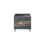 ILVE UNDI406NMPBGG Nostalgie II Noblesse 40" Induction Range  (Triple Glass Door, Blue Grey, Brass)