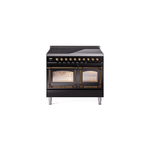 ILVE UNDI406NMPBKB Nostalgie II Noblesse 40" Induction Range  (Triple Glass Door, Glossy Black, Burnished)