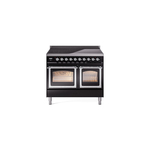 ILVE UNDI406NMPBKC Nostalgie II Noblesse 40" Induction Range  (Triple Glass Door, Glossy Black, Chrome)