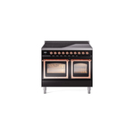 ILVE UNDI406NMPBKP Nostalgie II Noblesse 40" Induction Range  (Triple Glass Door, Glossy Black, Copper)