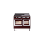 ILVE UNDI406NMPBUC Nostalgie II Noblesse 40" Induction Range  (Triple Glass Door, Burgundy, Chrome)