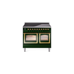 ILVE UNDI406NMPEGG Nostalgie II Noblesse 40" Induction Range  (Triple Glass Door, Emerald Green, Brass)