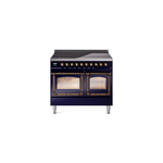 ILVE UNDI406NMPMBB Nostalgie II Noblesse 40" Induction Range  (Triple Glass Door, Midnight Blue, Burnished)