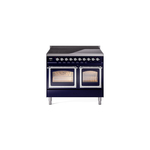 ILVE UNDI406NMPMBC Nostalgie II Noblesse 40" Induction Range  (Triple Glass Door, Midnight Blue, Chrome)