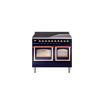 ILVE UNDI406NMPMBP Nostalgie II Noblesse 40" Induction Range  (Triple Glass Door, Midnight Blue, Copper)