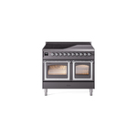 ILVE UNDI406NMPMGC Nostalgie II Noblesse 40" Induction Range  (Triple Glass Door, Graphite Matte, Chrome)