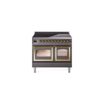 ILVE UNDI406NMPMGG Nostalgie II Noblesse 40" Induction Range  (Triple Glass Door, Graphite Matte, Brass)