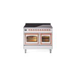 ILVE UNDI406NMPWHP Nostalgie II Noblesse 40" Induction Range  (Triple Glass Door, White, Copper)