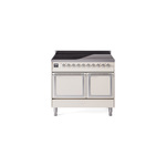 ILVE UNDI406QNMPAWC Nostalgie II Noblesse 40" Induction Range  (Solid Door, Antique White, Chrome)