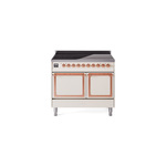 ILVE UNDI406QNMPAWP Nostalgie II Noblesse 40" Induction Range  (Solid Door, Antique White, Copper)