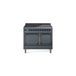 ILVE UNDI406QNMPBGB Nostalgie II Noblesse 40" Induction Range  (Solid Door, Blue Grey, Burnished)