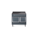 ILVE UNDI406QNMPBGC Nostalgie II Noblesse 40" Induction Range  (Solid Door, Blue Grey, Chrome)