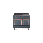 ILVE UNDI406QNMPBGP Nostalgie II Noblesse 40" Induction Range  (Solid Door, Blue Grey, Copper)