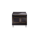 ILVE UNDI406QNMPBKB Nostalgie II Noblesse 40" Induction Range  (Solid Door, Glossy Black, Burnished)