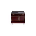 ILVE UNDI406QNMPBUB Nostalgie II Noblesse 40" Induction Range  (Solid Door, Burgundy, Burnished)