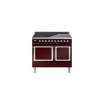 ILVE UNDI406QNMPBUC Nostalgie II Noblesse 40" Induction Range  (Solid Door, Burgundy, Chrome)