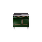 ILVE UNDI406QNMPEGB Nostalgie II Noblesse 40" Induction Range  (Solid Door, Emerald Green, Burnished)