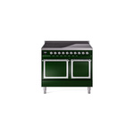 ILVE UNDI406QNMPEGC Nostalgie II Noblesse 40" Induction Range  (Solid Door, Emerald Green, Chrome)