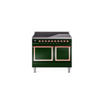 ILVE UNDI406QNMPEGP Nostalgie II Noblesse 40" Induction Range  (Solid Door, Emerald Green, Copper)