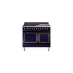 ILVE UNDI406QNMPMBB Nostalgie II Noblesse 40" Induction Range  (Solid Door, Midnight Blue, Burnished)