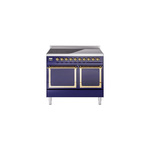 ILVE UNDI406QNMPMBG Nostalgie II Noblesse 40" Induction Range  (Solid Door, Midnight Blue, Brass)