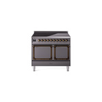 ILVE UNDI406QNMPMGB Nostalgie II Noblesse 40" Induction Range  (Solid Door, Graphite Matte, Burnished)