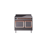 ILVE UNDI406QNMPMGP Nostalgie II Noblesse 40" Induction Range  (Solid Door, Graphite Matte, Copper)