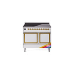 ILVE UNDI406QNMPRAG Nostalgie II Noblesse 40" Induction Range  (Solid Door, RAL, Brass)