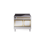 ILVE UNDI406QNMPSSG Nostalgie II Noblesse 40" Induction Range  (Solid Door, Stainless Steel, Brass)