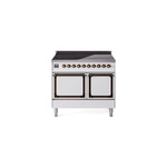 ILVE UNDI406QNMPWHB Nostalgie II Noblesse 40" Induction Range  (Solid Door, White, Burnished)