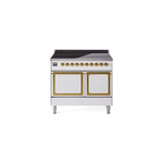 ILVE UNDI406QNMPWHG Nostalgie II Noblesse 40" Induction Range  (Solid Door, White, Brass)