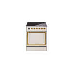 ILVE UNI304QNMPAWG Nostalgie II Noblesse 30 inch Induction Range (Solid Door, Antique White, Brass)