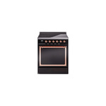 ILVE UNI304QNMPBKP Nostalgie II Noblesse 30" Induction Range (Solid Door, Glossy Black, Copper)