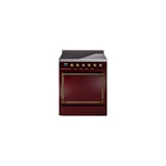 ILVE UNI304QNMPBUB Nostalgie II Noblesse 30" Induction Range (Solid Door, Burgundy, Burnished)