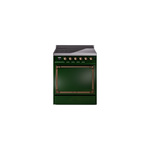 ILVE UNI304QNMPEGB Nostalgie II Noblesse 30" Induction Range (Solid Door, Emerald Green, Burnished)